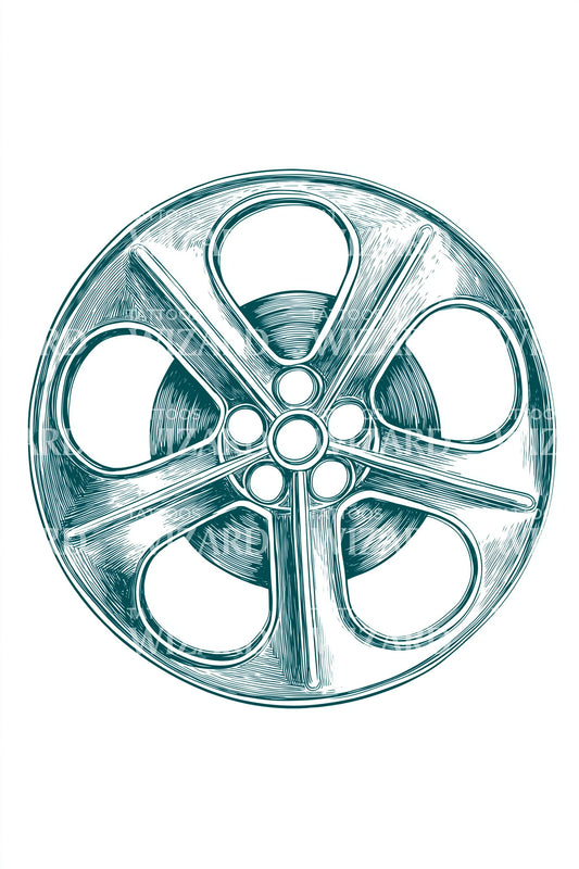 Aquamarine Film Reel Tattoo Illustration