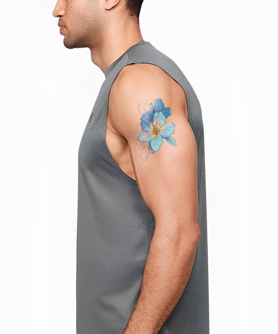 Aquamarine Flower Shine Tattoo Design