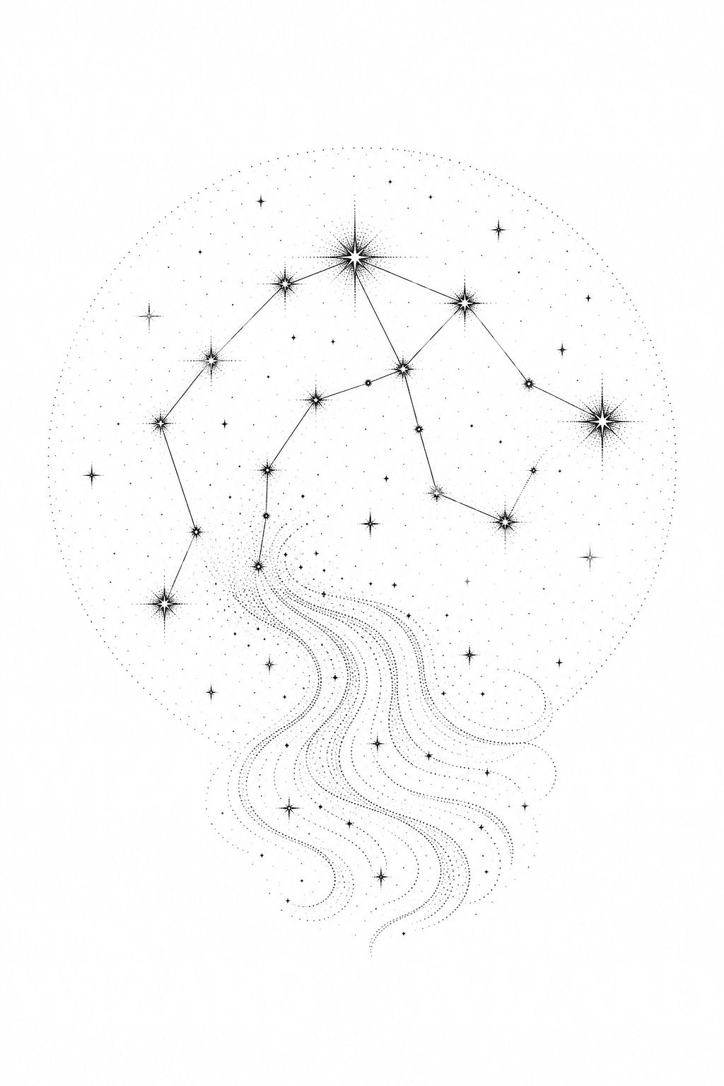 Waterman sterrenbeeld water tattoo ontwerp