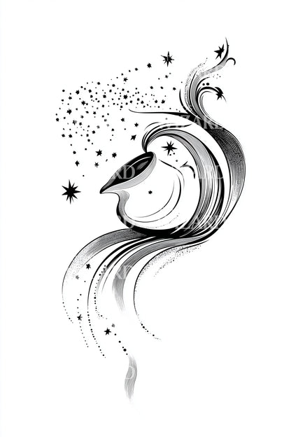 Aquarius Water Bearer Stream Tattoo Illustration