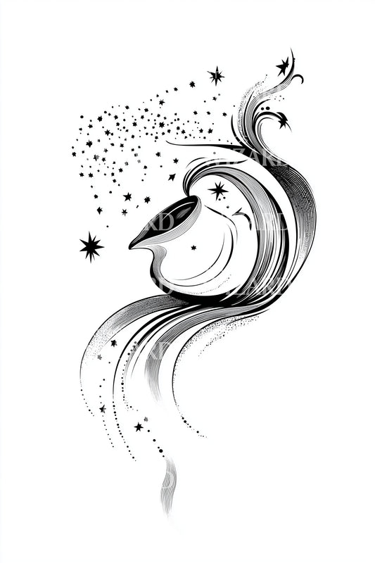 Aquarius Water Bearer Stream Tattoo Illustration