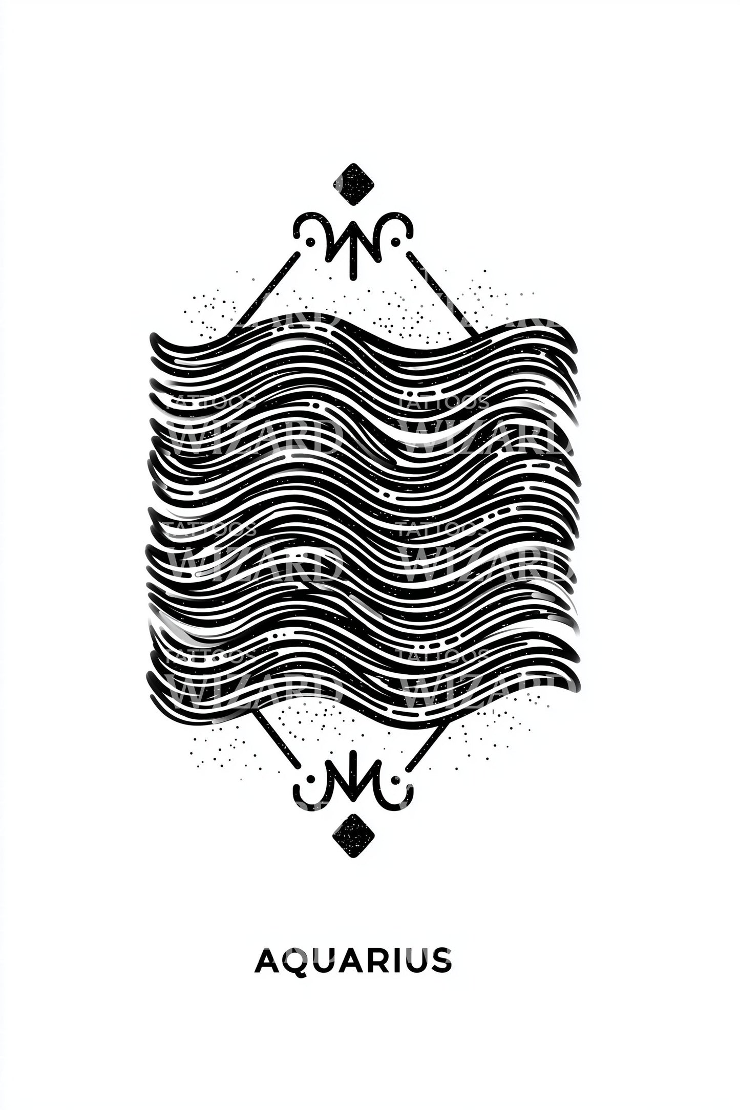 Aquarius Water Waves Tattoo Design