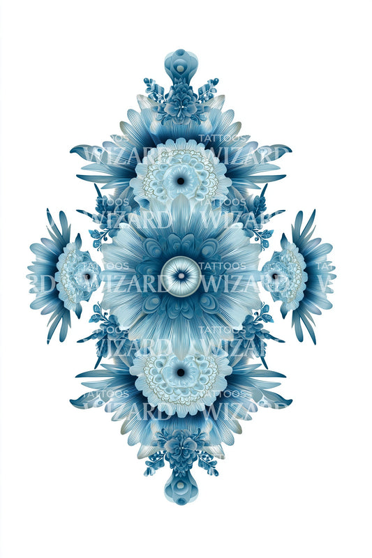 Aquatic Fractal Mandala Tattoo Design