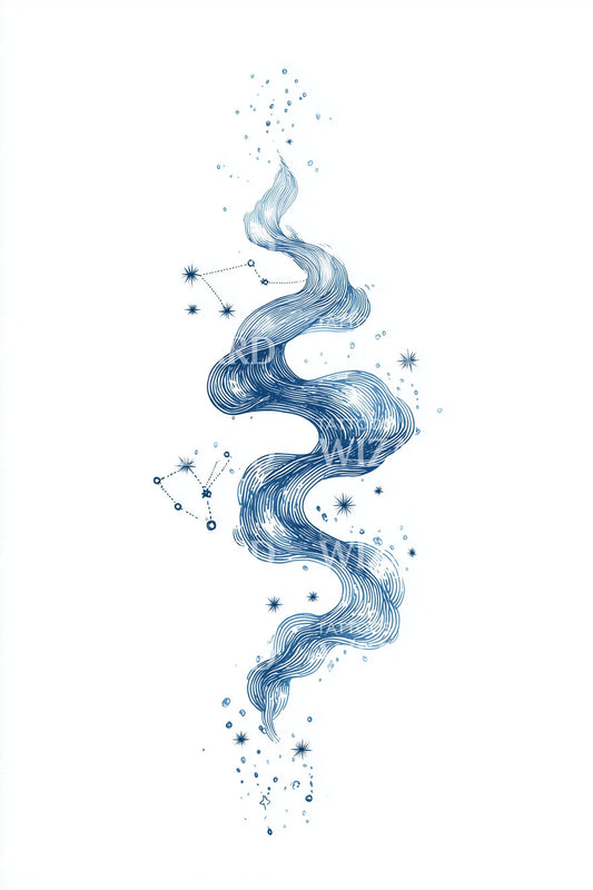 Aquatic Nebula Serpent Tattoo Design