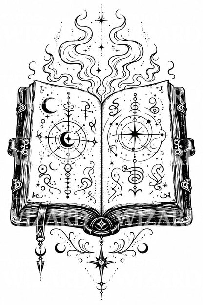 Arkanes Grimoire Zauberbuch Tattoo Idee