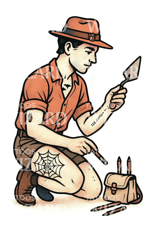 Archaeologist Explorer Tattoo Design