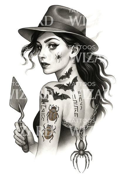 Archaeologist Portrait Tattoo Illustration