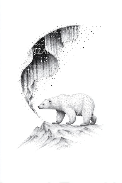 Arctic Bear on Ice Tattoo Design