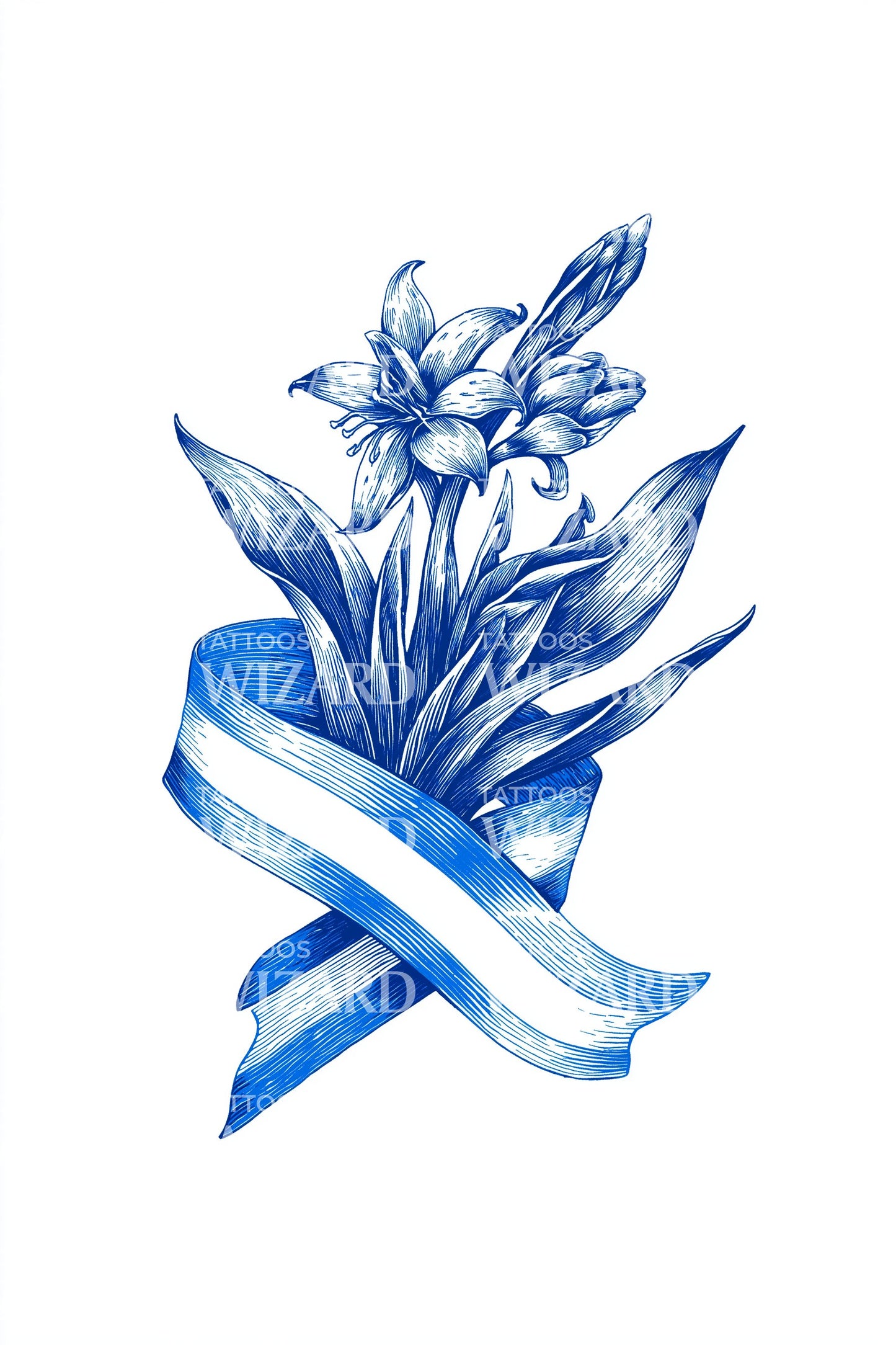 Argentina Lily Ribbon Tattoo Design