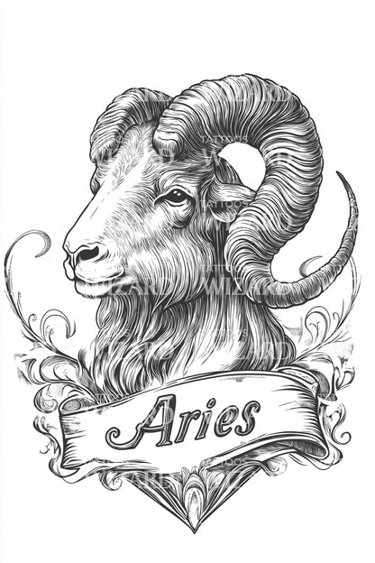 Aries Banner Crest Tattoo Idea