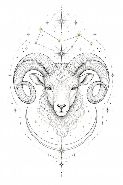 Aries Constellation Fine Line Tattoo Design