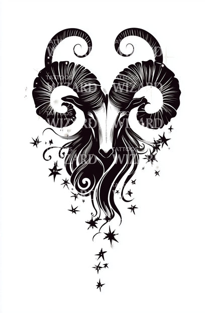 Design de tatouage crâne de bélier Bélier