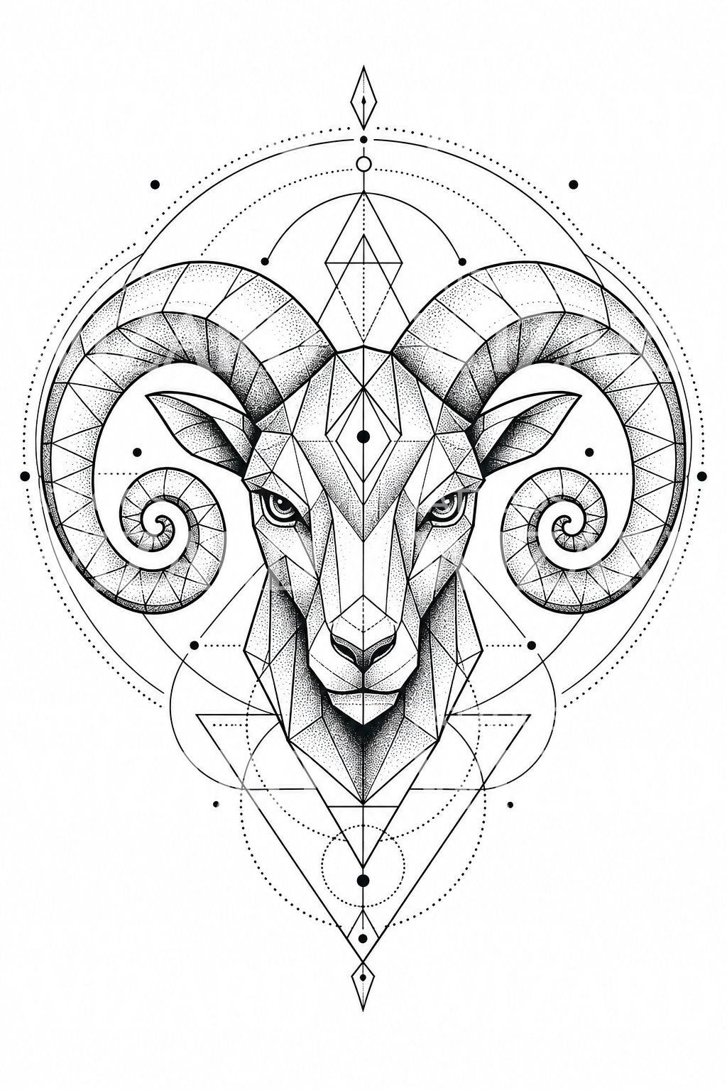 Design de tatouage zodiaque Bélier avec bélier