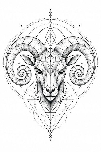 Design de tatouage zodiaque Bélier avec bélier