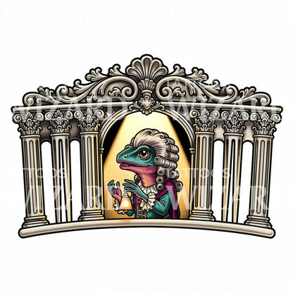 Aristocrat Gecko Lantern Tattoo Design