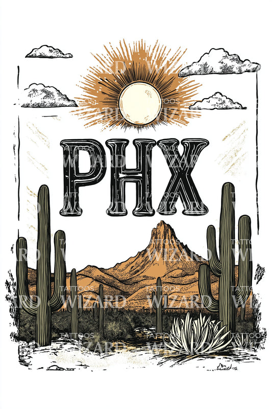 Arizona Mesa PHX Tattoo Illustration