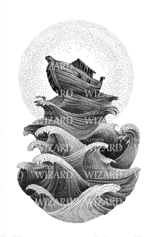 Ark on Wild Waves Tattoo Design