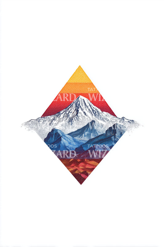 Armenian Diamond Peaks Tattoo Illustration