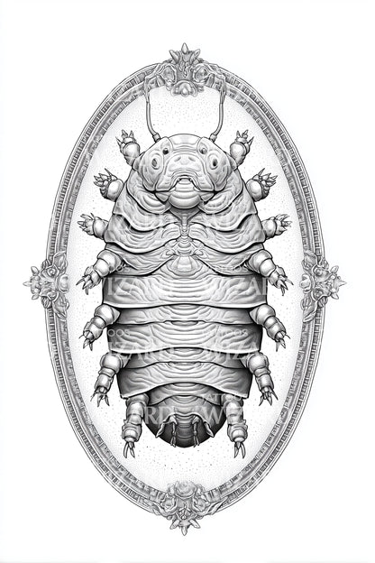 Armored Isopod Oval Tattoo Design