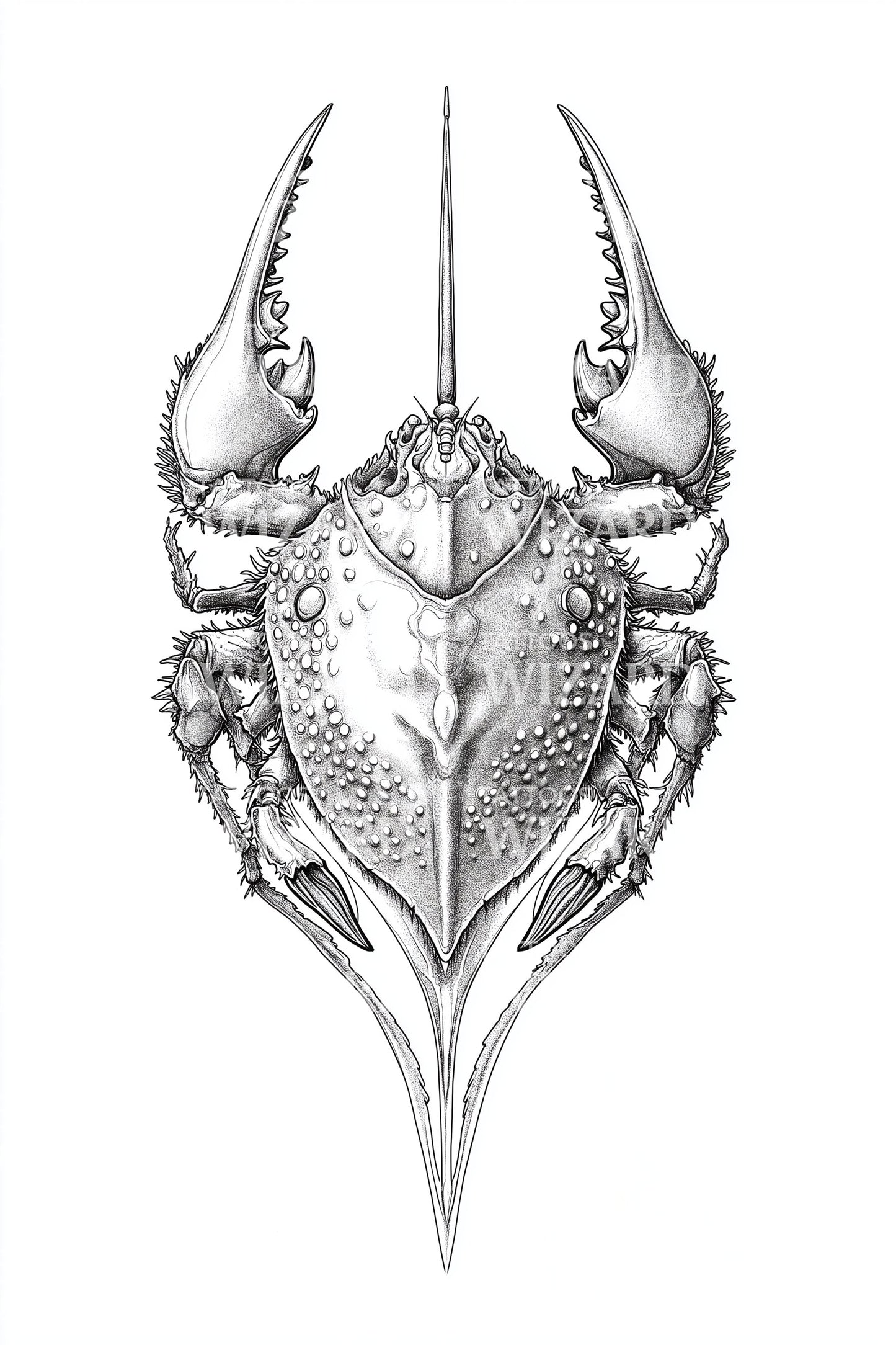 Armored Lobster Crest Tattoo Design