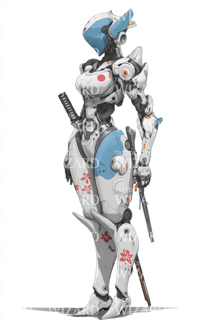 Gepanzerte Ronin Cyborg Tattoo Idee
