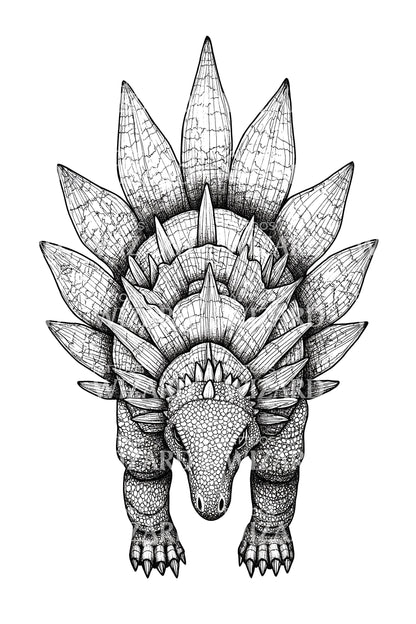 Armored Stegosaurus Tattoo Illustration