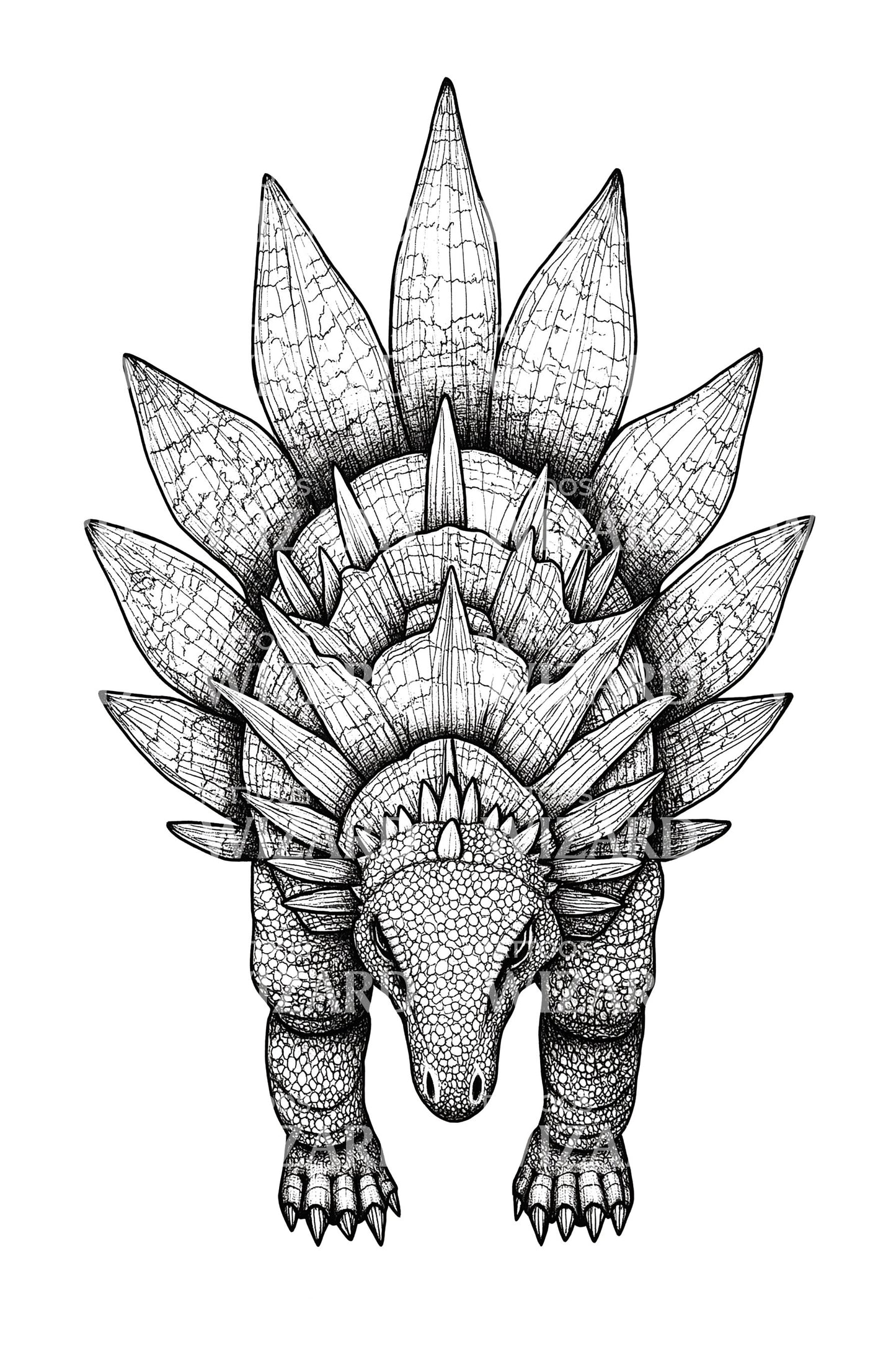 Armored Stegosaurus Tattoo Illustration