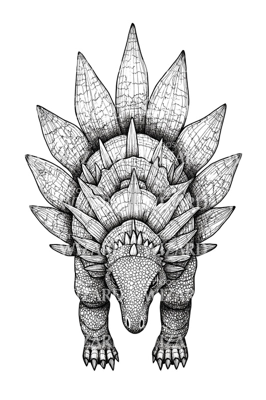 Armored Stegosaurus Tattoo Illustration