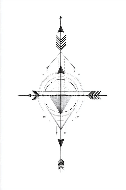 Arrowed Diamond Geometry Tattoo Design
