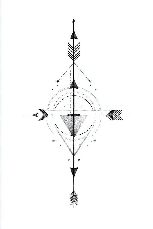 Arrowed Diamond Geometry Tattoo Design