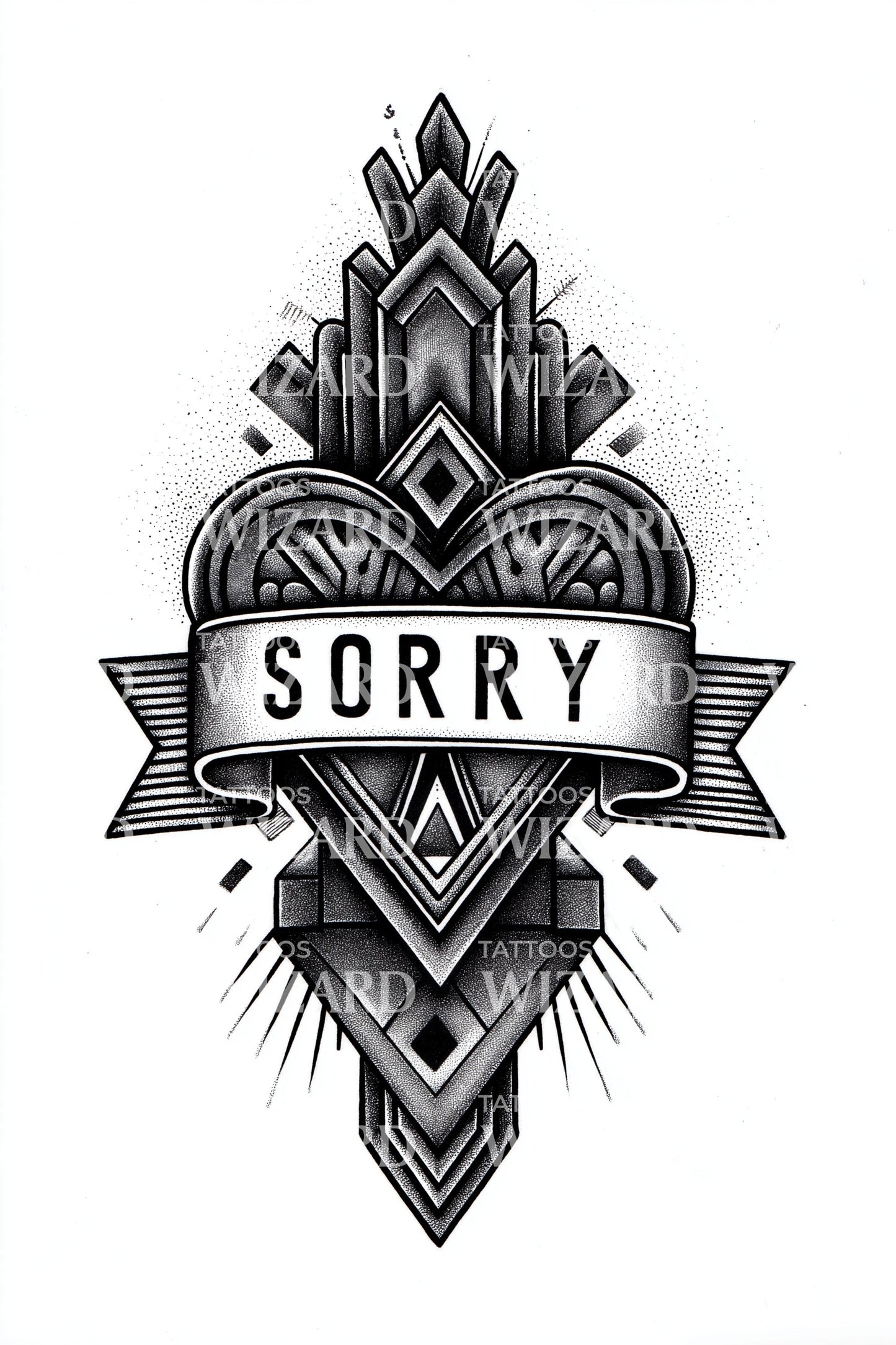 Desain Tato Hati Maaf Art Deco