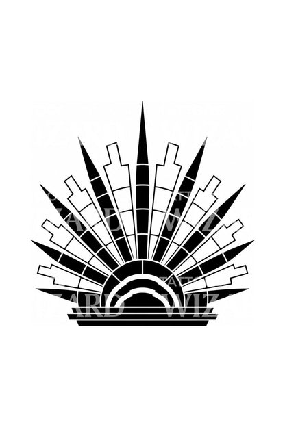 Design de tatuagem de leque solar Art Déco