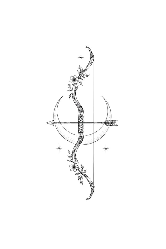 Artemis' bue og halvmåne-tatoveringsdesign