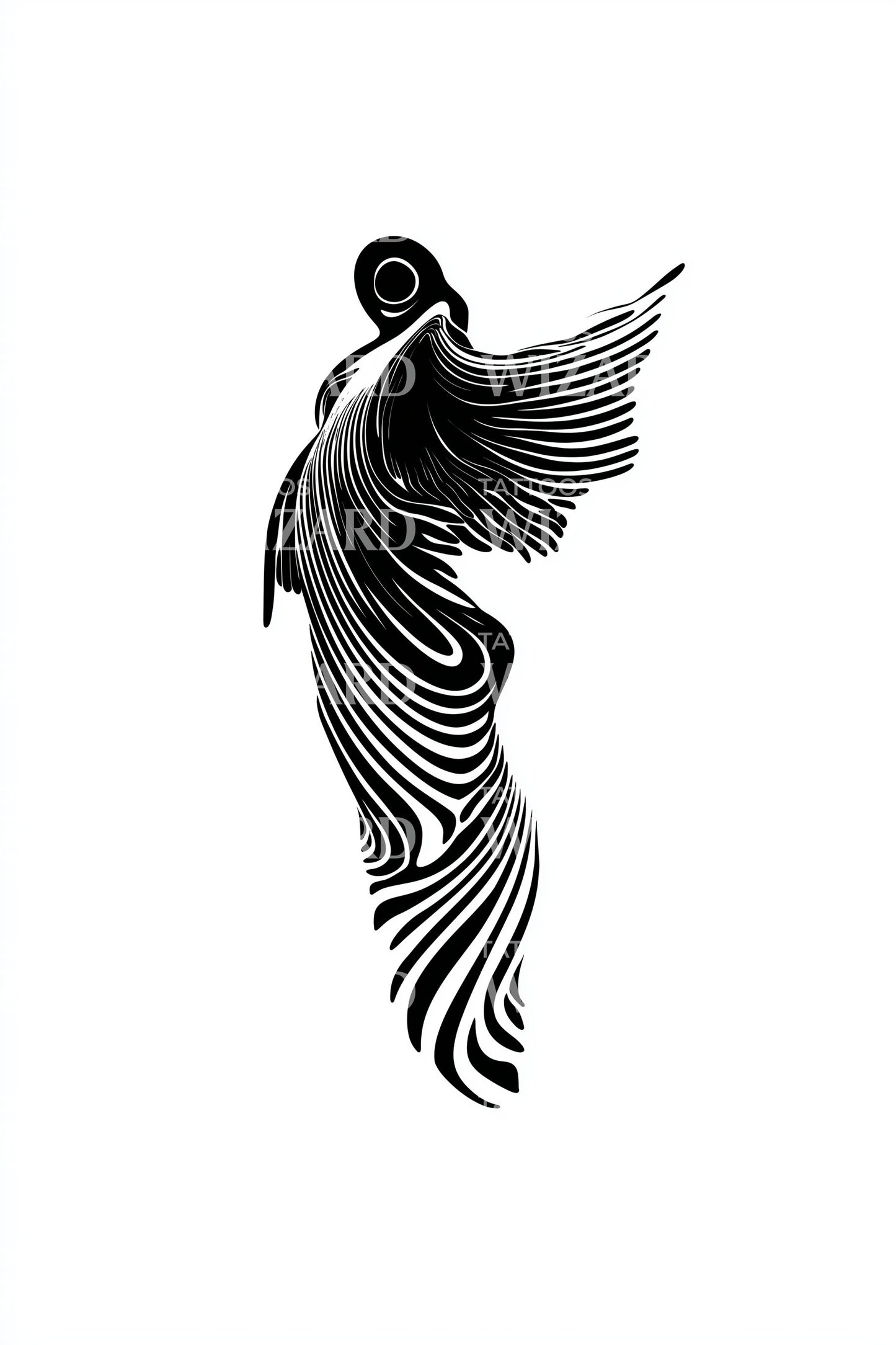 Ideia de Tatuagem Silhueta de Anjo Ascendente