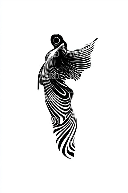 Ascending Angel Silhouette Tattoo Idea