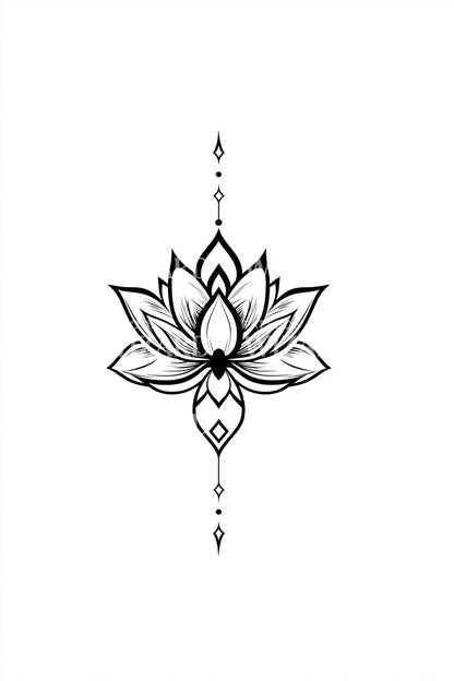 上升莲花吊坠纹身设计