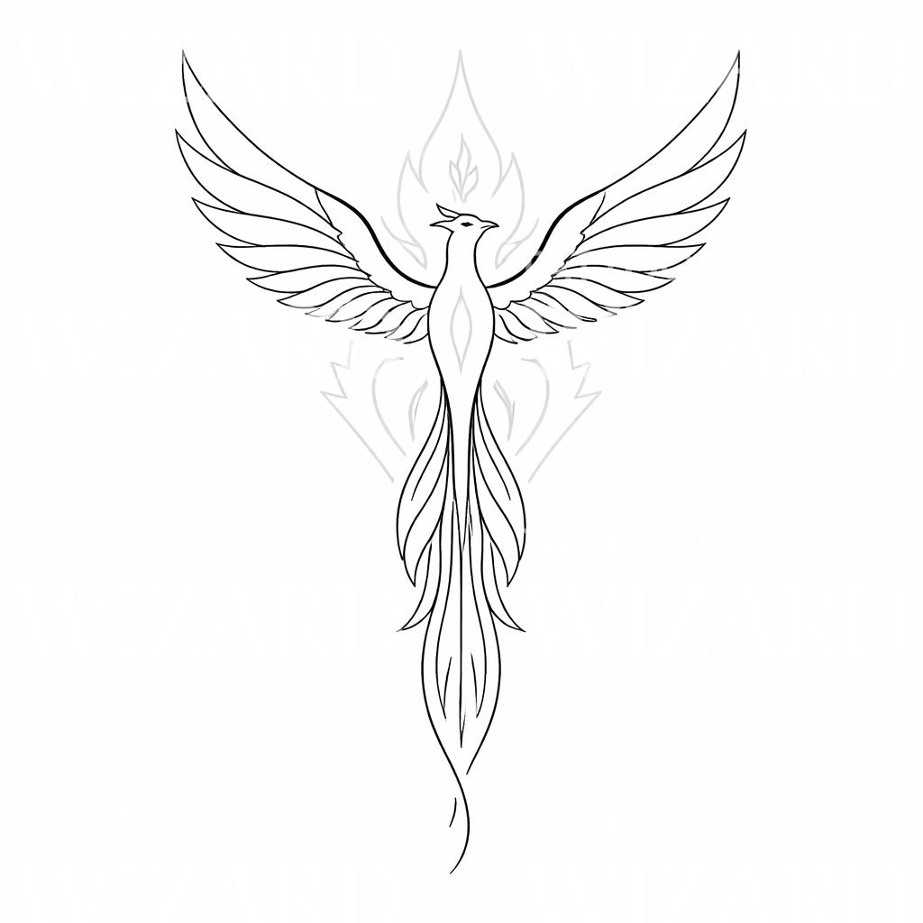 Ascending Phoenix Tattoo Design