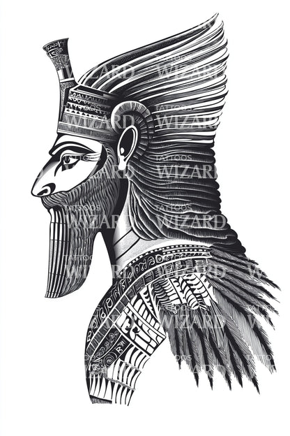 Design del tatuaggio profilo guerriero assiro