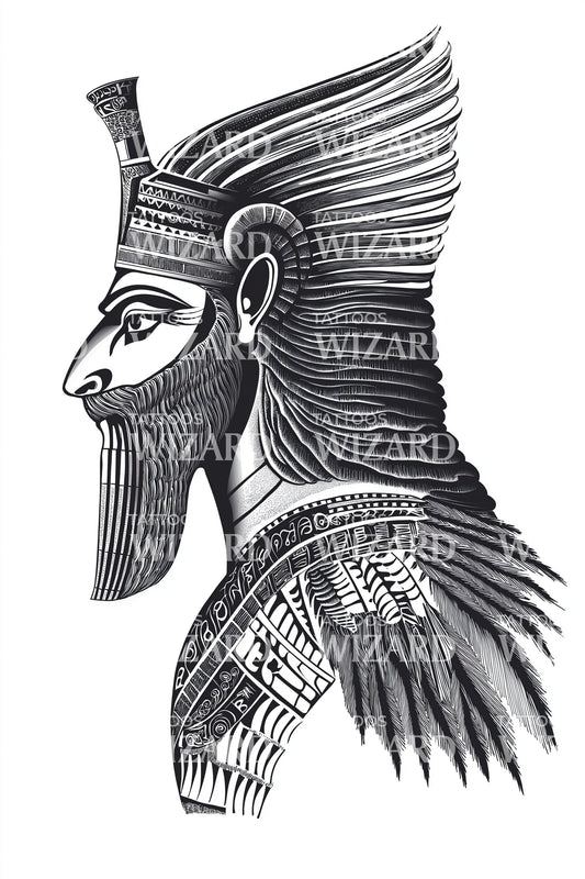 Design del tatuaggio profilo guerriero assiro