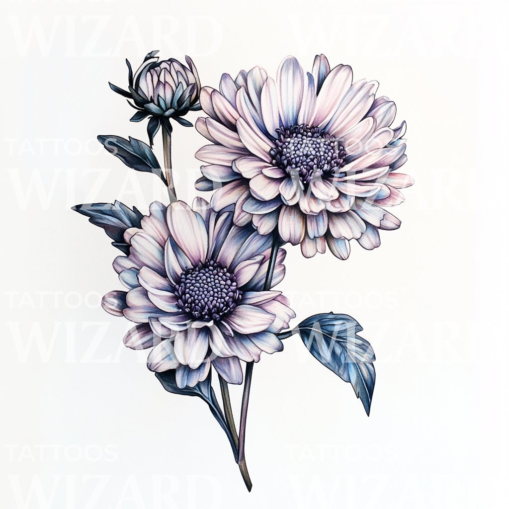 Aster Beauty in Bloom Tattoo Design