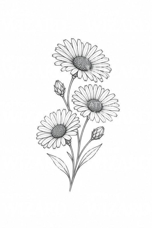 Aster September Birth Flower Tattoo Idea