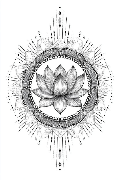 Astral Lotus Compass Tattoo Design