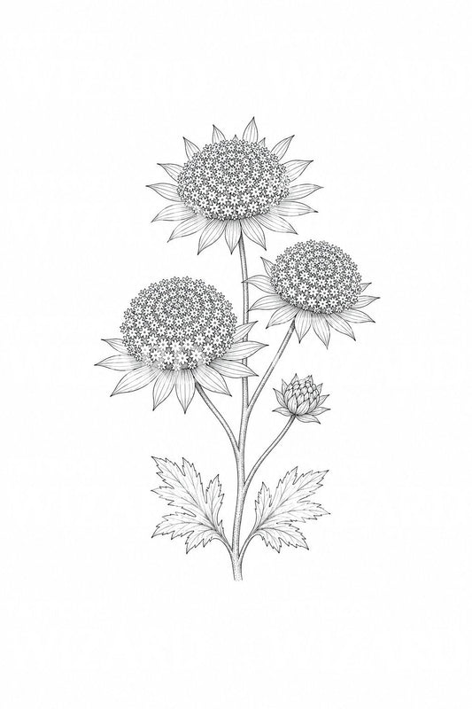 Astrantia völgycsillag ernyős tetoválásminta