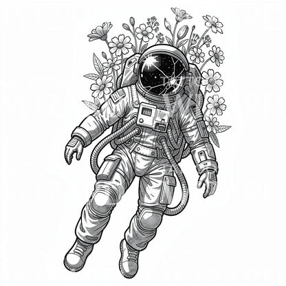 Tattoo-ontwerp bloeiende astronaut
