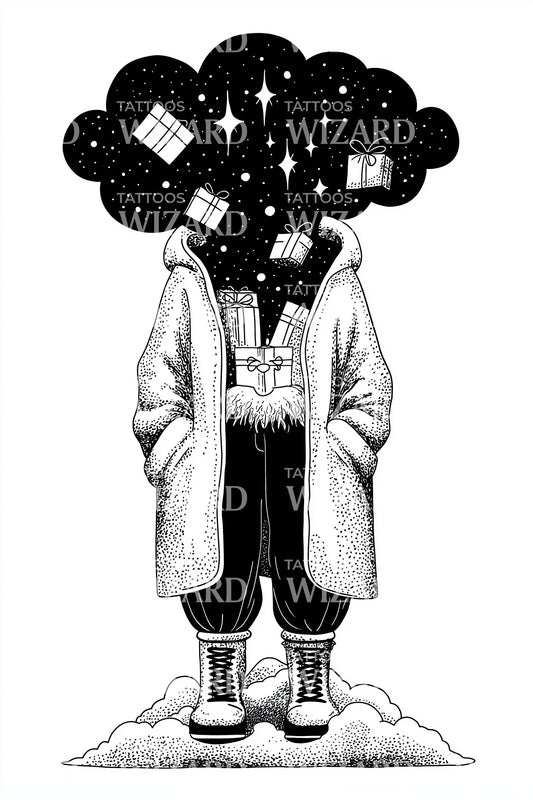 Astronaut Cloud Head Tattoo Design