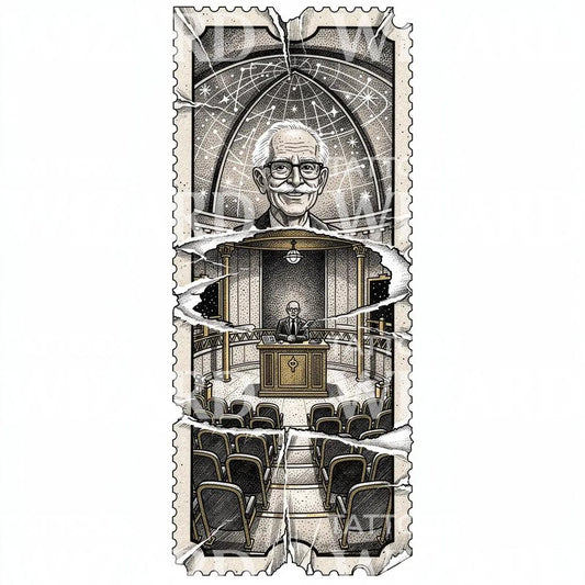 Astronomy Lecture Hall Tattoo Illustration
