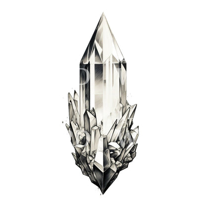 Black and Grey Crystal Tattoo Design