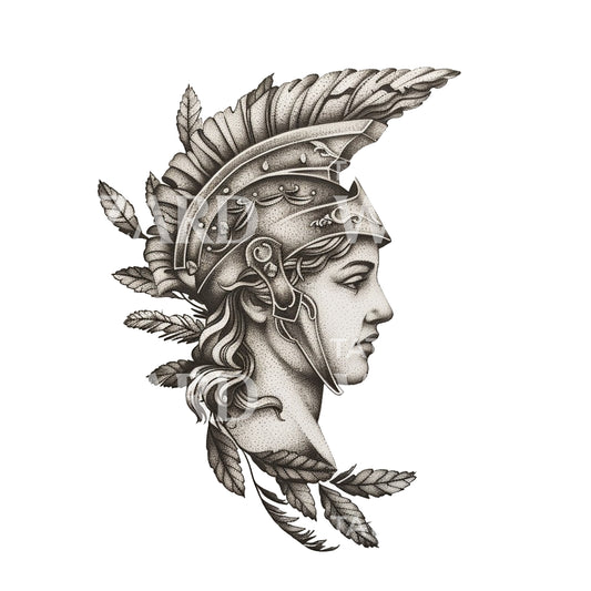 Athena Goddess of Warfare Tattoo Design