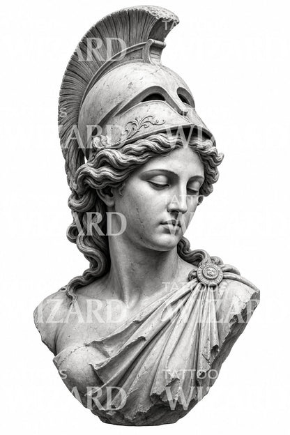 Athena Marble Bust Tattoo Design