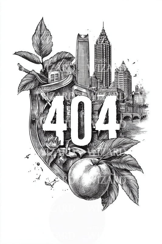 Atlanta 404 Peach Skyline Tattoo Design